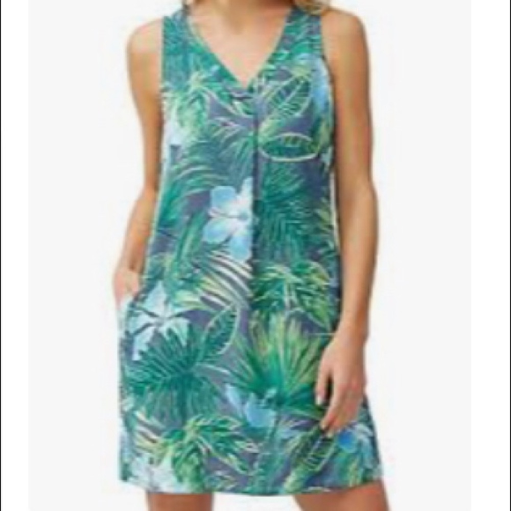 Tommy Bahama tropical leaf hibiscus flower dress